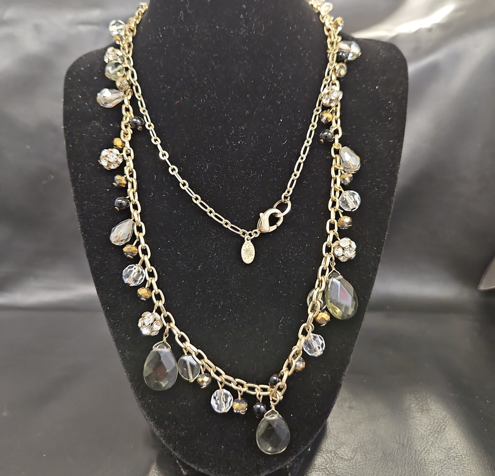 Gold-Tone Layered Teardrop & Crystal Necklace Lydell NYC
